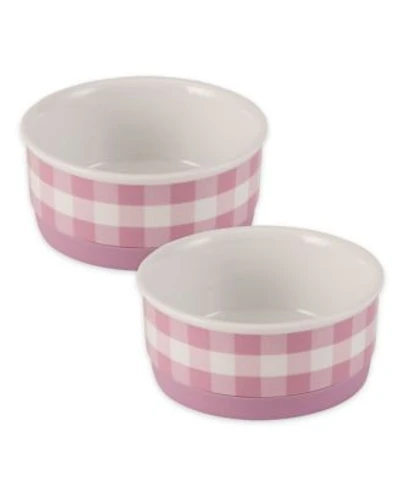 Bone Dry Petite Check Pet Bowl Set/2