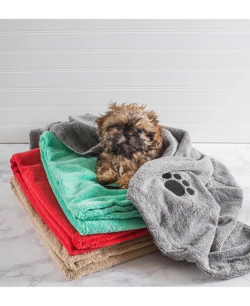 Bone Dry Pet Microfiber Towel Embroidered Paw Print 41x23.5-inch