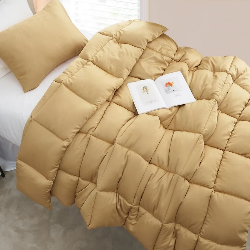Snorze Cloud Comforter Set - Coma Inducer Ultra Cozy Bamboo - Oversized Comforter in New Wheat,Txl