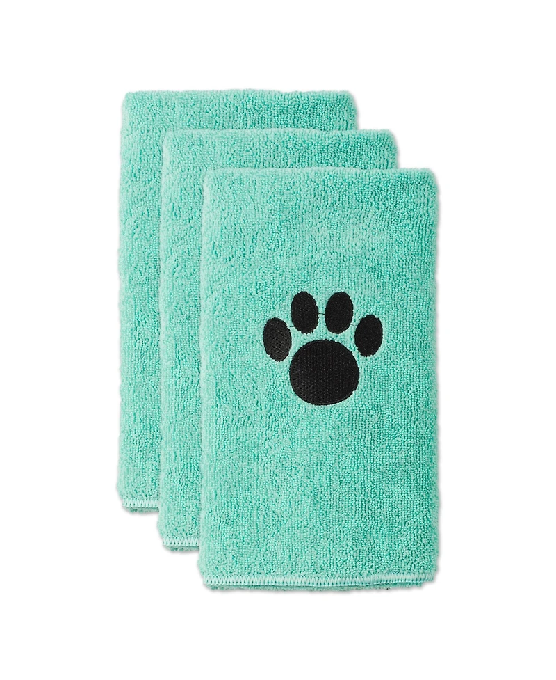 Bone Dry Microfiber Pet Towel Set 3 Piece Embroidered Paw Print