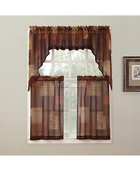 Eden Inspirational Patchwork Semi-Sheer Rod Pocket Kitchen Curtain Swag Pair