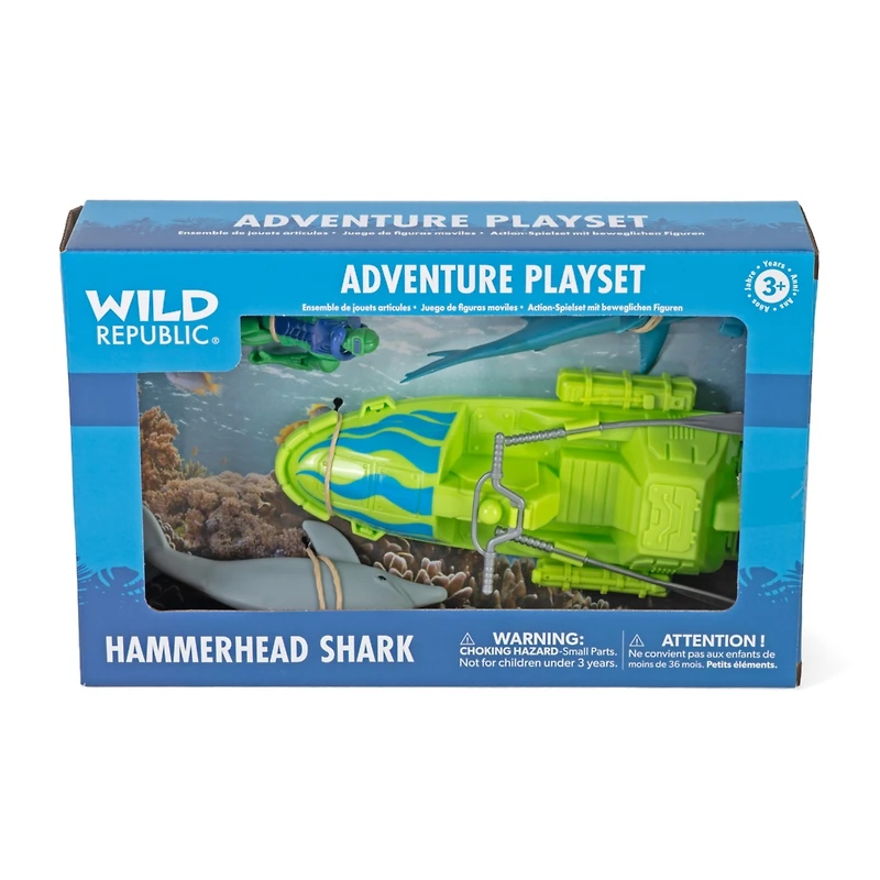 Wild Republic Adventure Box Set Shark Figurines, 4 Pieces