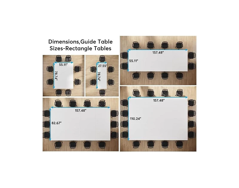 Tribesigns 78.74-Inch Conference Table Set of 6, 19FT Conference Room Table, Large Rectangle Meeting Seminar Table Set for 16-22 Person, Long Business