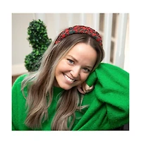 Blushing Braid Headband - Red + Green Plaid