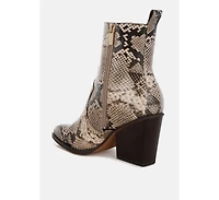 Cornus Snake Print Ankle Boots