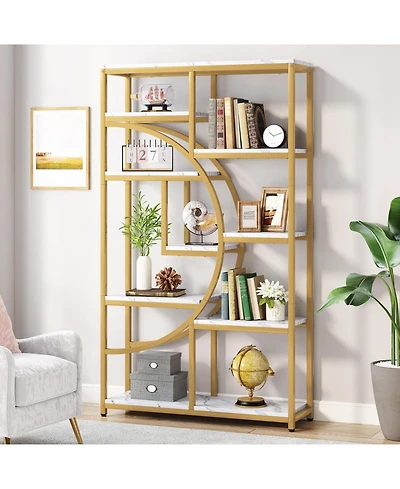 Tribesigns Bookshelf 5 Tier Etagere Bookcase, Freestanding Tall Bookshelves Display Shelf Storage Organizer with 9-Open for Living Room,