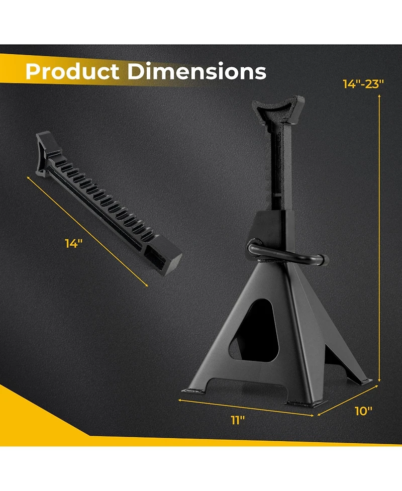 Gouun 6 Ton 13000 lbs Capacity Metal Car Lifting Stands with 14-23 Inch Adjustable Height