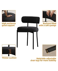 Dyhome Boucle Dining Chairs Set of 4, Upholstered Kitchen Room Chairs, Side with Thick Cushions and Metal Legs