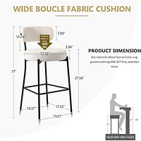 Dyhome Bar Stools Set of 2, 27 Inches Counter Height Kitchen with Back, Modern Metal Tall for Island