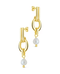 Sterling Forever Giselle Mother of Pearl Door Knocker Stud Earrings