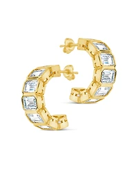 Sterling Forever Nyssa Bezel Cubic Zirconia Station Hoop Earrings