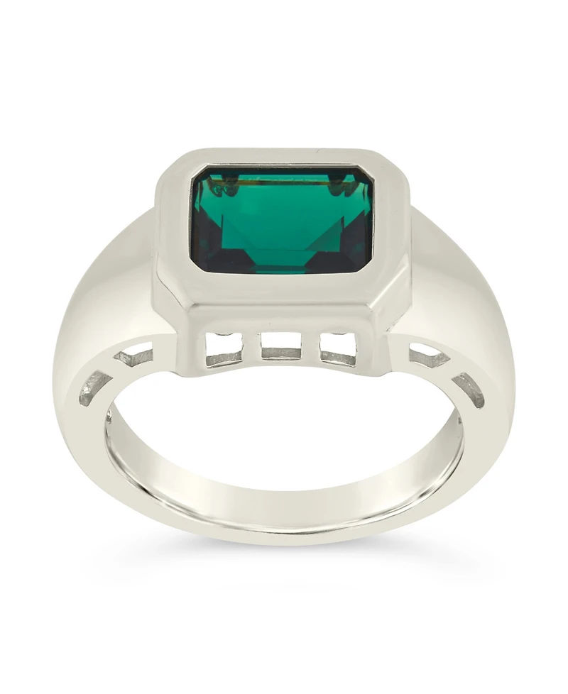 Sterling Forever Calder Cubic Zirconia Signet Statement Ring