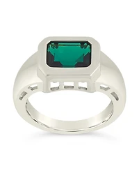 Sterling Forever Calder Cubic Zirconia Signet Statement Ring