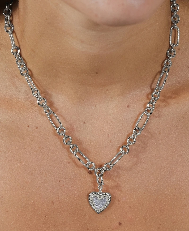 Sterling Forever Cubic Zirconia Heart Shield Charms