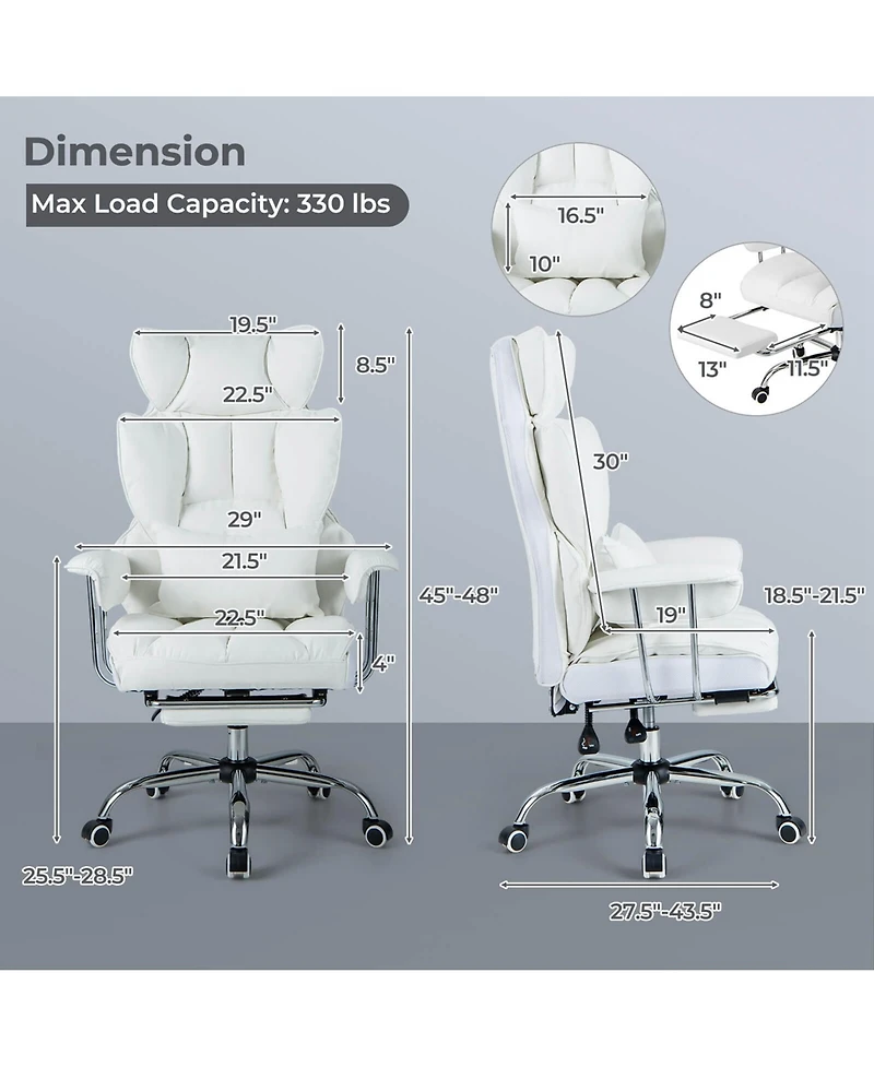 Office Desk Chair Big and Tall Executive Office Chair with Footrest Lumbar Support