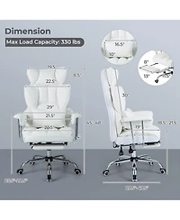 Office Desk Chair Big and Tall Executive Office Chair with Footrest Lumbar Support