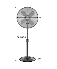 18" Metal Oscillating Pedestal Fan 3 Wind Speed Height Adjust w/4 Blades