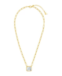 Sterling Forever Camille Bezel Cubic Zirconia Statement Necklace