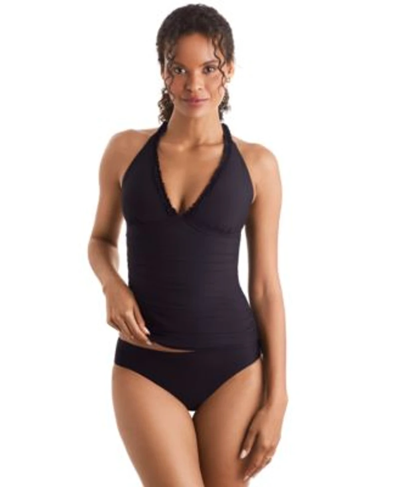 Mimi Flamingo Womens Sonny V Neck Halterkini Solid Bottoms