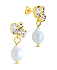 Sterling Forever Penny Cubic Zirconia Mother of Pearl Cluster Stud Earrings