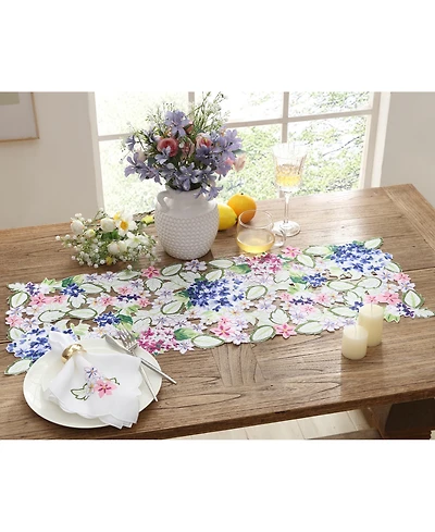 Elrene Hydrangea Cutwork Fabric Allover Centerpiece, 13" x 36"