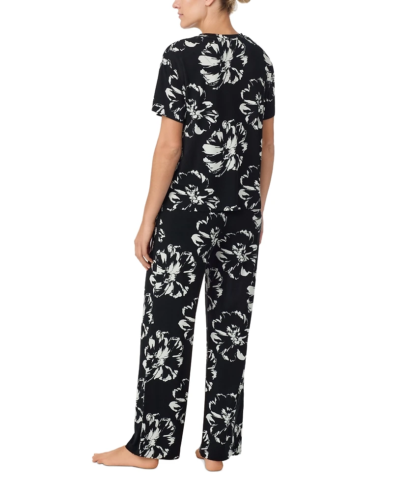 Sanctuary Women's 2-Pc. Knit Jersey Short-Sleeve Long Pajama Set