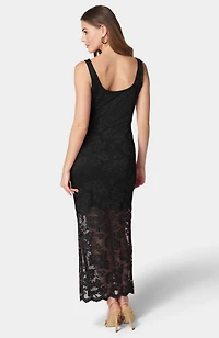 Bebe Women's Lace Square Neck Maxi Dress