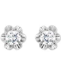 Diamond Scallop Edge Stud Earrings (1/4 ct. t.w.) in 14k White Gold
