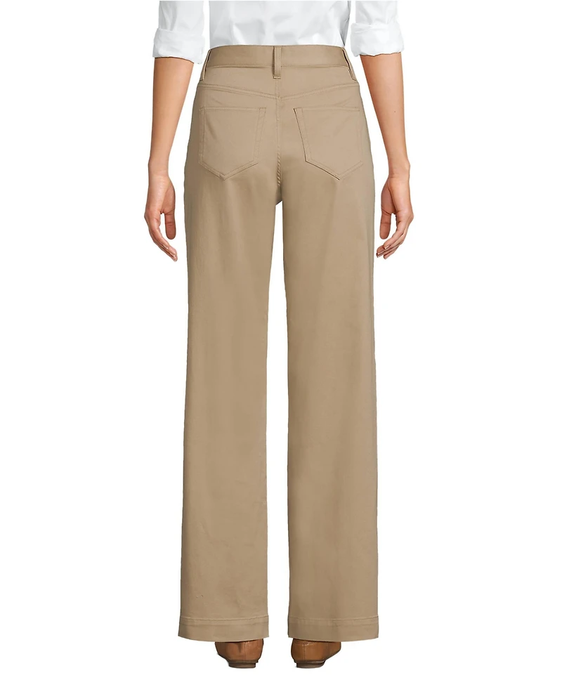Lands' End Women's High Rise 5 Pocket Wide Leg Chino Pants