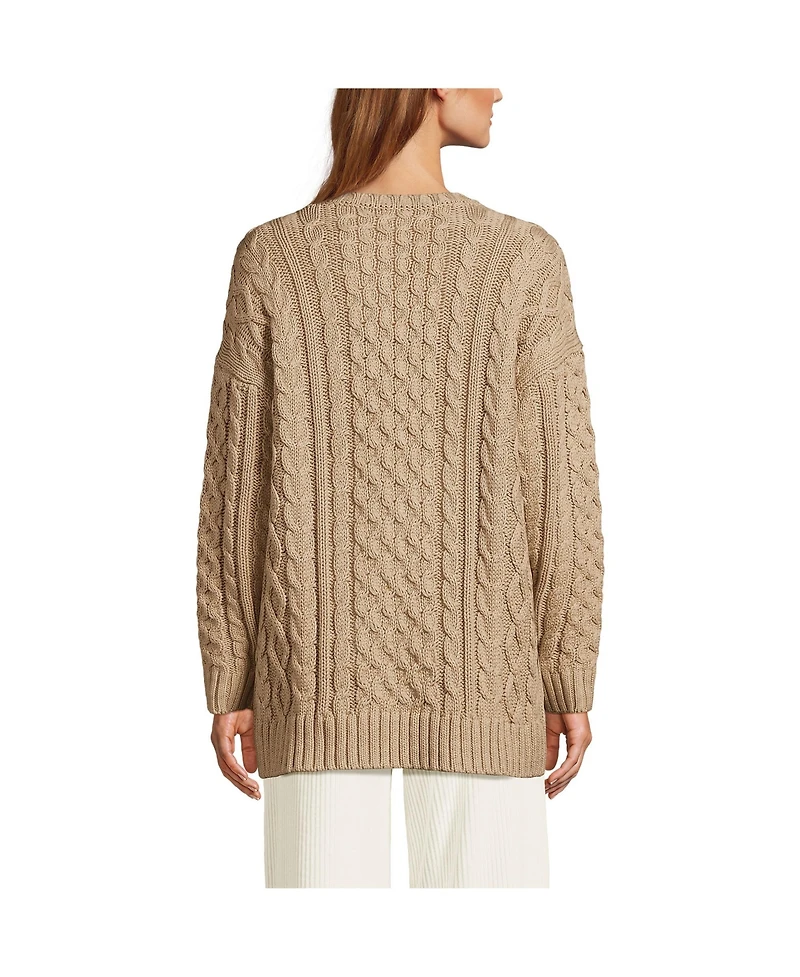 Lands' End Women's Oversized Drifter Cable Tunic Sweater