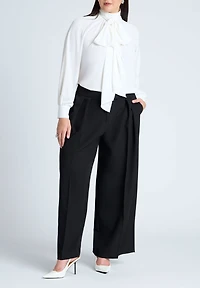 Eloquii Women's Dramatic Neck-Tie Blouse