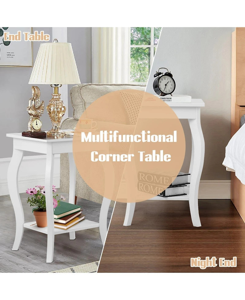 Gouun Set of 2 Accent Side Tables with Shelf