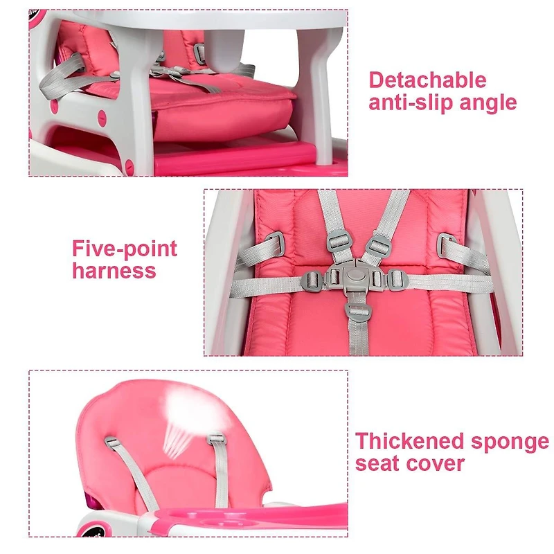 Gouun 3-in-1 Baby High Chair with Lockable Universal Wheels