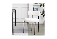 Dyhome Boucle Dining Chairs Set of 1, Upholstered with Black Metal Legs, Modern Accent Chair