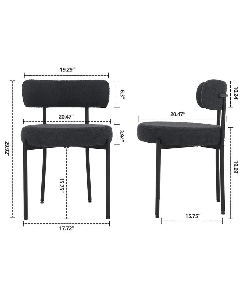 Dyhome Boucle Dining Chairs Set of 1, Upholstered with Black Metal Legs, Modern Accent Chair