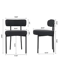 Dyhome Boucle Dining Chairs Set of 1, Upholstered with Black Metal Legs, Modern Accent Chair