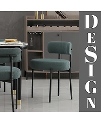 Dyhome Dining Chairs Set of 6, Mid-Century Modern Chairs, Curved Backrest Round Upholstered Boucle Sherpa Chair with Metal Legs