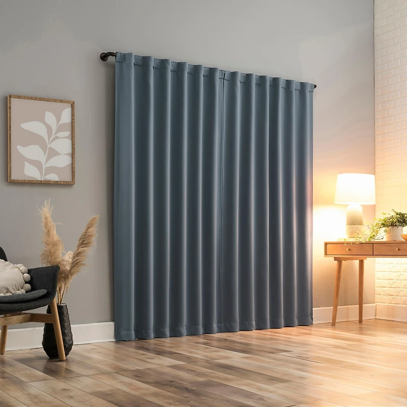 Aria Magnetic Closure Theater Grade 100% Blackout Back Tab Curtain Panel Pair