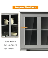 Storage Cabinet Sideboard Buffet Cupboard Glass Sliding Door