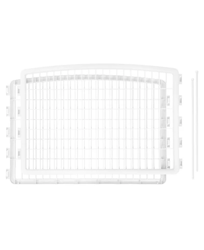 Iris Usa 24'' Pet Playpen 2 Panel Add-On with Connecting Rods, Dog Playpen, Puppy Small Medium Dogs, Heavy-Duty Molded Plastic, Rust-Free, White