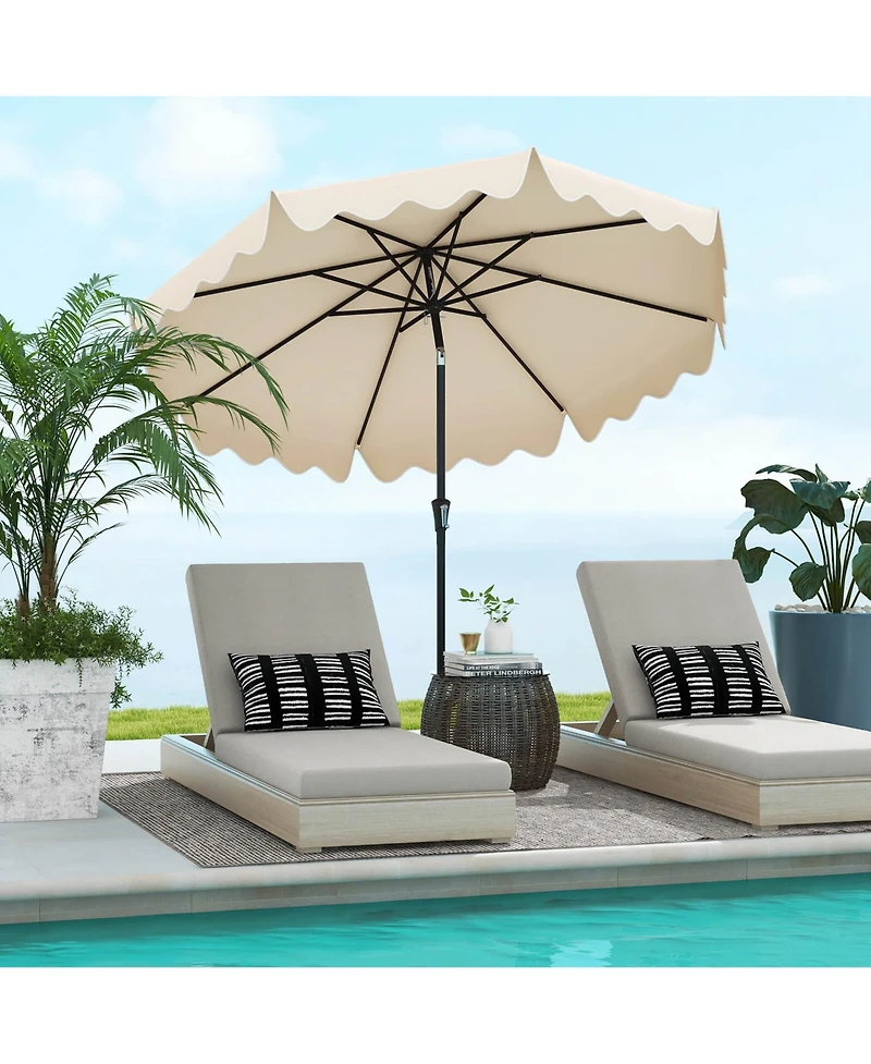 Costway 9 Ft Patio Umbrella 2-Tier Market Table with Sun-Protective Canopy