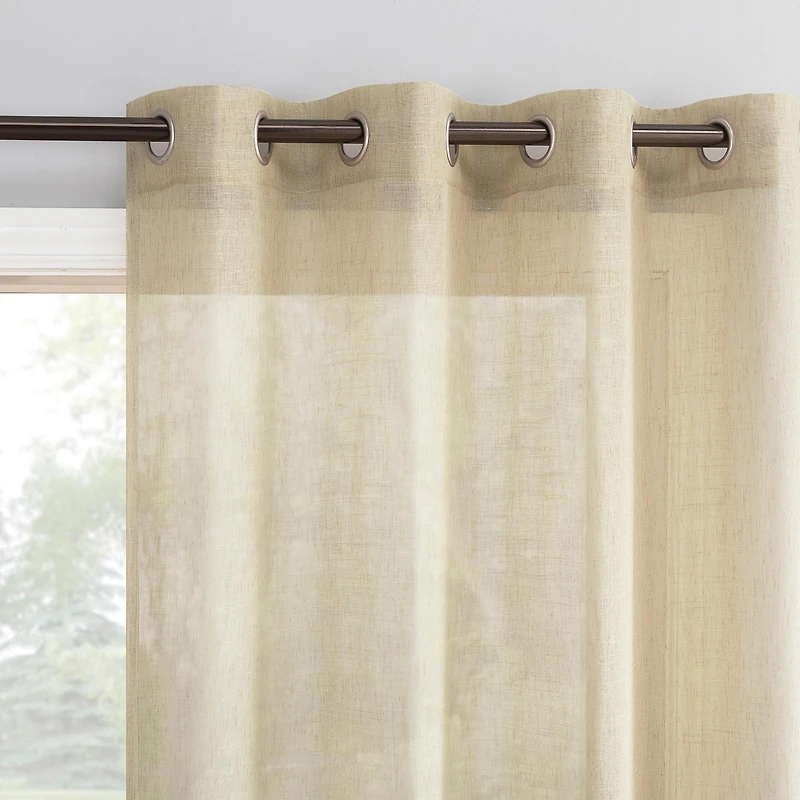 Slub Textured Linen Blend Grommet Top Curtain