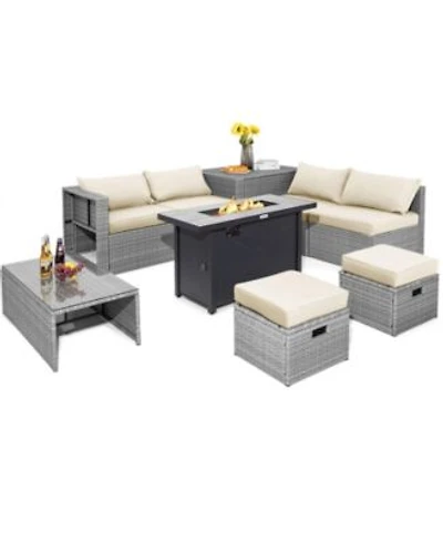 Gouun 9 Pieces Patio Furniture Set With 42 Inches 60000 Btu Fire Pit