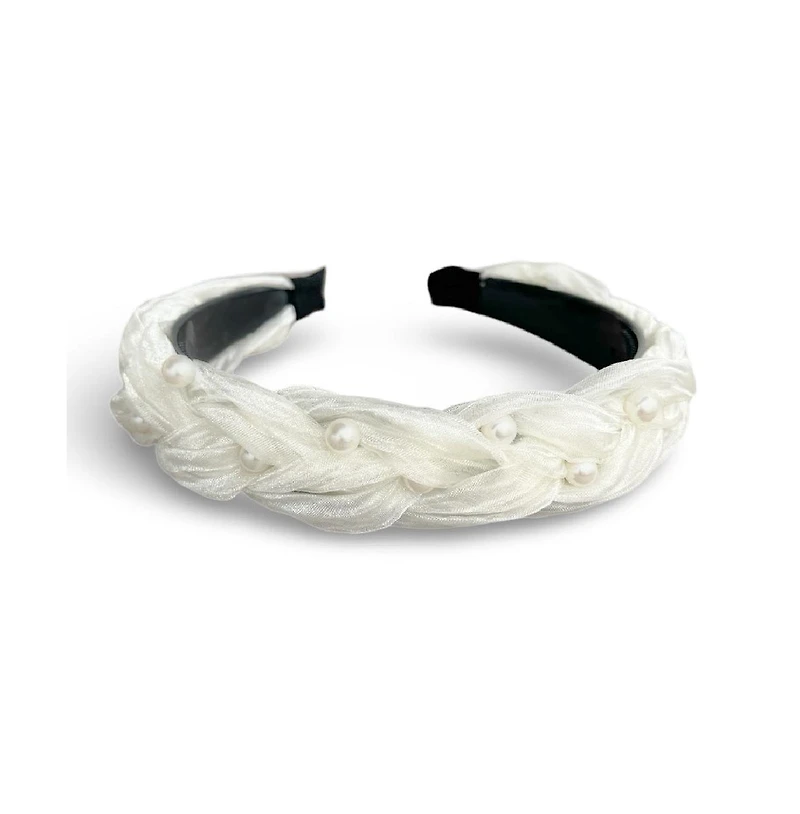 Blushing Braid Headband - White Pearl