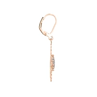 Sterling Silver 18K Rose Gold Plated with Clear Cubic Zirconia Flower Lace Dangle Earrings