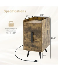 Gouun Nightstand Side Tables with 2 Drawers and 2 Usb Ports