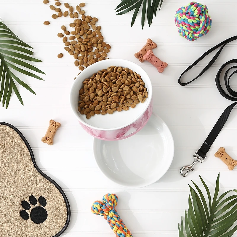 Bone Dry Marble Pet Bowl Set/2