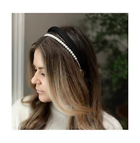 Classic Double Headband Set - Black and Pearl