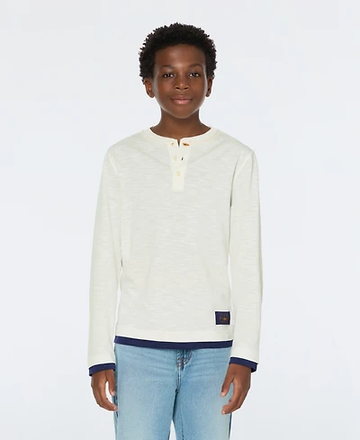 Scotch & Soda Big Boys Slub Jersey Henley T-Shirt