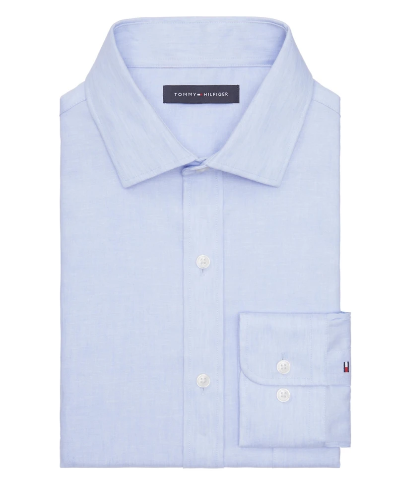 Tommy Hilfiger Mens Regular Fit Linen Dress Shirt